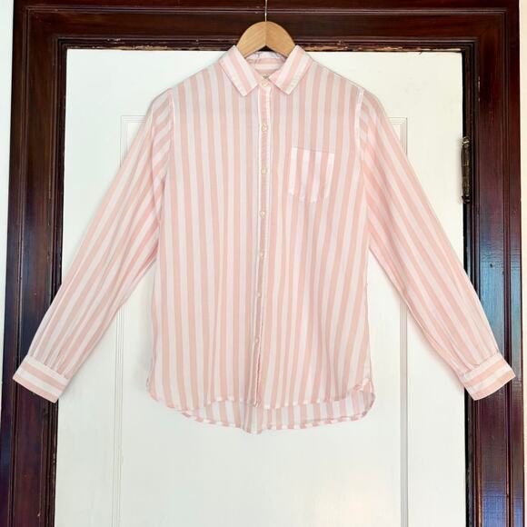Trovata Birds of Paradis Blake Pink & White Stripe Button Down Shirt- XS - Picture 1 of 5